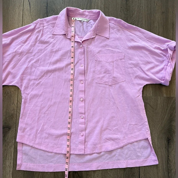 Trina Turk Cotton Button Front Shirt Women's Purple Roll Sleeve Top Size Large - Picture 7 of 10